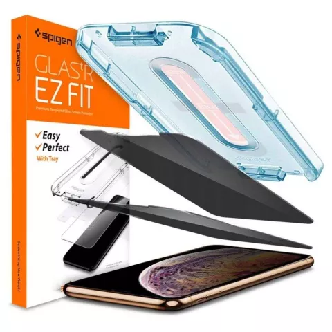 Spigen Privacy Glass + Frame Displayschutzfolie Kompatibel mit iPhone 11 - transparent