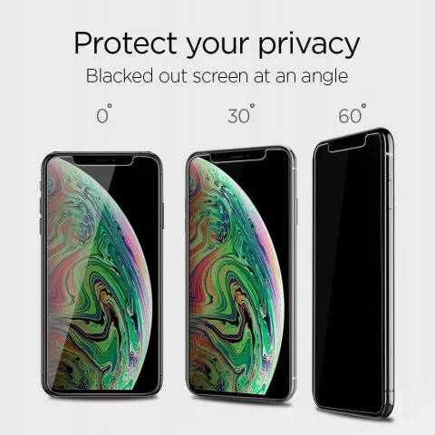 Spigen Privacy Glass + Frame Displayschutzfolie Kompatibel mit iPhone 11 - transparent