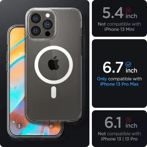 Spigen Ultra Hybrid Magnetic Ring TPU mit Air Cushion H&uuml;lle Kompatibel mit iPhone 13 Pro Max - transparent