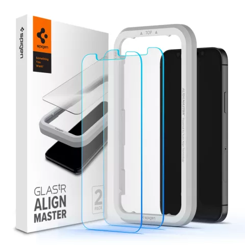 Spigen Glas tR ALM FC (2er Pack) + Rahmen-Displayschutzfolie Kompatibel mit iPhone 12 und iPhone 12 Pro - Schwarz