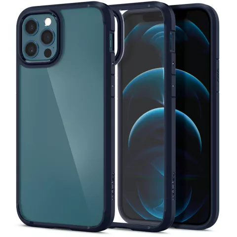 Spigen Ultra Hybrid PU und TPU Air Cushion H&uuml;lle Kompatibel mit iPhone 12 und iPhone 12 Pro - blau