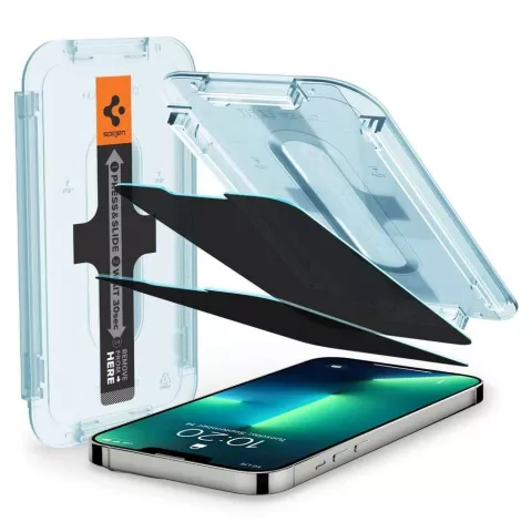 Spigen Sichtschutzglas mit Montagerahmen, 2er-Pack, Kompatibel mit iPhone 13 Pro Max - geh&auml;rtetes Glas