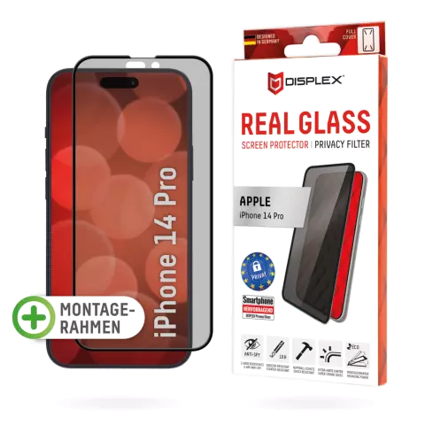 Displex Privacy Glass FC Displayschutzfolie Kompatibel mit iPhone 14 Pro - Transparent