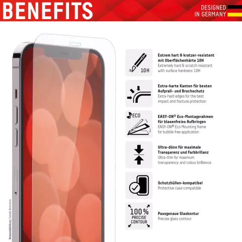 Displex Echtglas-Displayschutz Kompatibel mit iPhone 13 mini - Transparent