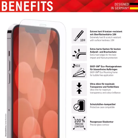 Displex Echtglas-Displayschutz Kompatibel mit iPhone 14 Pro - Transparent