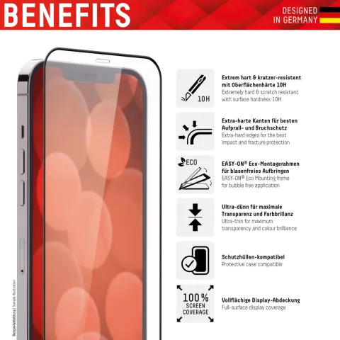 Displex Echtglas Full Cover Displayschutz Kompatibel mit iPhone 14 Pro - Transparent