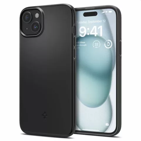 Spigen Thin Fit Case Kompatibel mit iPhone 15 - Schwarz