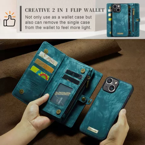 Caseme Vintage Wallet H&uuml;lle Kompatibel mit iPhone 15 - Blau