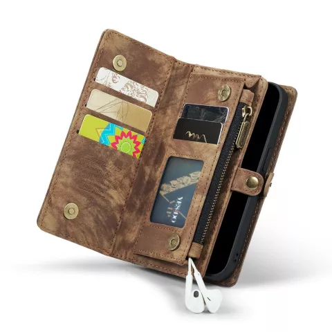 Caseme Vintage Wallet H&uuml;lle Kompatibel mit iPhone 12 und 12 Pro - braun