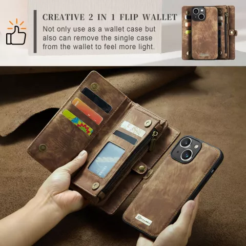 Caseme Vintage Wallet H&uuml;lle Kompatibel mit iPhone 15 - braun