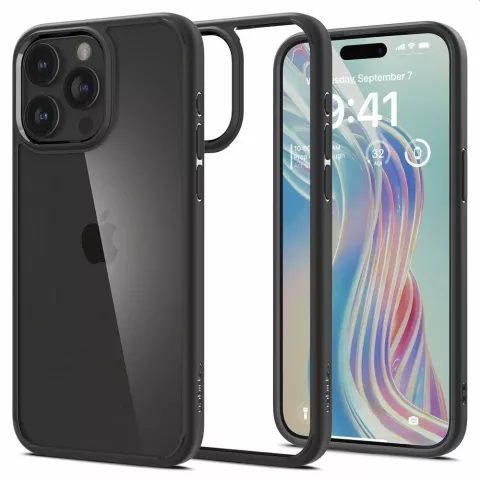 Spigen Ultra Hybrid Case Kompatibel mit iPhone 15 Pro Max - Mattschwarz