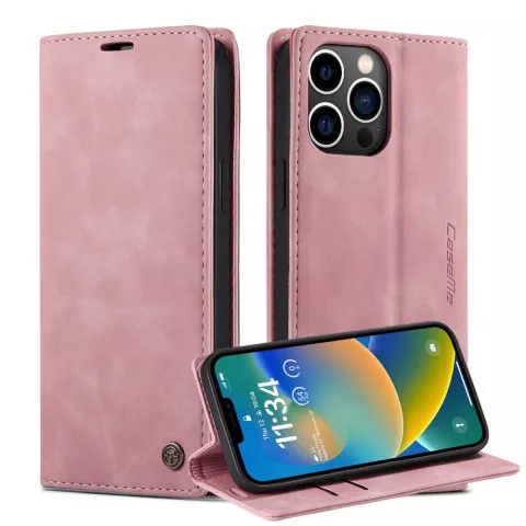 Caseme Retro Wallet Case Kompatibel mit iPhone 15 Pro - Pink