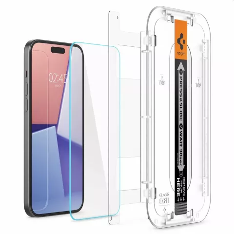 Spigen Glas-Montagerahmen EZ FIT 2 Pack AGL06903 Displayschutzfolie Kompatibel mit iPhone 15 - Transparent