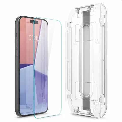 Spigen Glas-Montagerahmen EZ FIT 2 Pack AGL06903 Displayschutzfolie Kompatibel mit iPhone 15 - Transparent