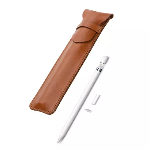 Hochwertige Stifth&uuml;lle aus veganem Leder mit Taschenh&uuml;lle, geeignet f&uuml;r Apple Pencil - Hellbraun