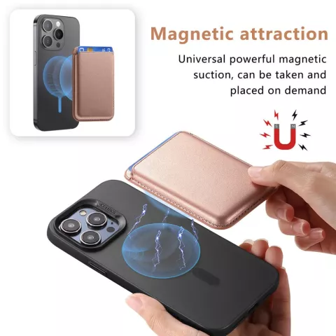 Magnetischer Kartenhalter Geldb&ouml;rse Kompatibel mit iPhone mit MagSafe - Ros&eacute;gold