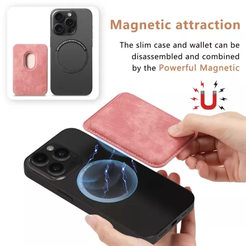 Magnetischer Kartenhalter Geldb&ouml;rse Kompatibel mit iPhone mit MagSafe - Pink