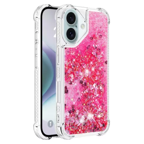 Glitzernde TPU-H&uuml;lle mit verst&auml;rkten Ecken, Kompatibel mit iPhone 16 - transparentes Rosa