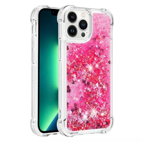 Glitzernde TPU-H&uuml;lle mit verst&auml;rkten Ecken, Kompatibel mit iPhone 16 Pro - transparentes Rosa