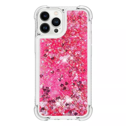 Glitzernde TPU-H&uuml;lle mit verst&auml;rkten Ecken, Kompatibel mit iPhone 16 Pro - transparentes Rosa