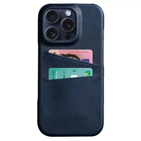 Duo Cardslot Wallet vegane Lederh&uuml;lle Kompatibel mit iPhone 16 Pro - blau