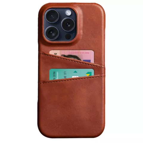 Duo Cardslot Wallet vegane Lederh&uuml;lle Kompatibel mit iPhone 16 Pro Max - braun