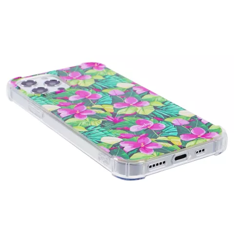 Schutzh&uuml;lle mit tropischen Bl&auml;ttern und Blumen aus TPU mit verst&auml;rkten Ecken, Kompatibel mit iPhone 16 Pro