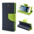 Original Mercury Goospery Wallet Bookcase Case Kompatibel mit iPhone 5 5s SE 2016 Dunkelblau Gr&uuml;nes Portemonnaie