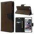 Mercury Goospery Bookcase H&uuml;lle Kompatibel mit iPhone 6 Plus 6s Plus Wallet Case Braun schwarze Geldb&ouml;rse