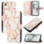 Rose Marble Wallet Kunstlederh&uuml;lle Kompatibel mit iPhone 16e - wei&szlig; und rosa